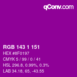 カラーコード: RGB 143 1 151 | qconv.com