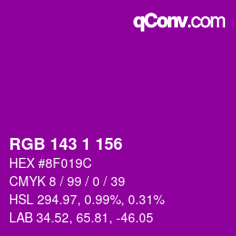 Color code: RGB 143 1 156 | qconv.com