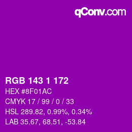 Color code: RGB 143 1 172 | qconv.com