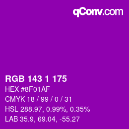 Color code: RGB 143 1 175 | qconv.com