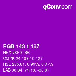 カラーコード: RGB 143 1 187 | qconv.com
