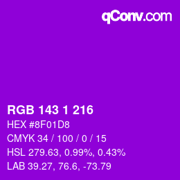 Color code: RGB 143 1 216 | qconv.com