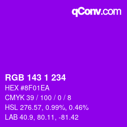 Color code: RGB 143 1 234 | qconv.com