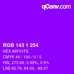 颜色代码: RGB 143 1 254 | qconv.com