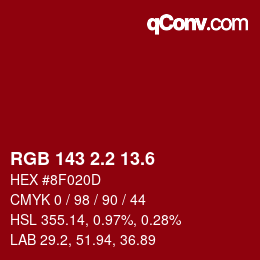 カラーコード: RGB 143 2.2 13.6 | qconv.com