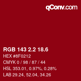 カラーコード: RGB 143 2.2 18.6 | qconv.com
