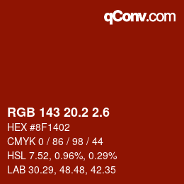 カラーコード: RGB 143 20.2 2.6 | qconv.com