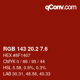 カラーコード: RGB 143 20.2 7.6 | qconv.com