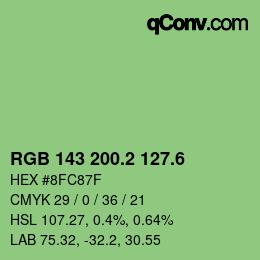 カラーコード: RGB 143 200.2 127.6 | qconv.com