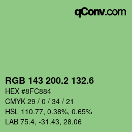 カラーコード: RGB 143 200.2 132.6 | qconv.com
