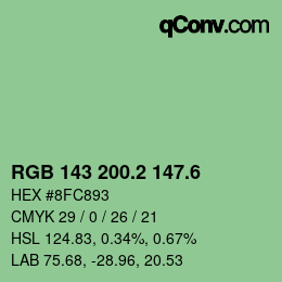 カラーコード: RGB 143 200.2 147.6 | qconv.com
