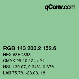 カラーコード: RGB 143 200.2 152.6 | qconv.com