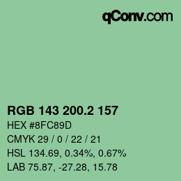 カラーコード: RGB 143 200.2 157 | qconv.com