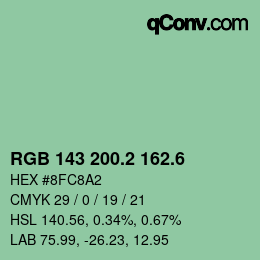 カラーコード: RGB 143 200.2 162.6 | qconv.com