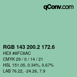 カラーコード: RGB 143 200.2 172.6 | qconv.com