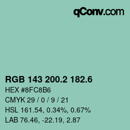 カラーコード: RGB 143 200.2 182.6 | qconv.com