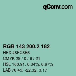 カラーコード: RGB 143 200.2 182 | qconv.com