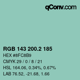 カラーコード: RGB 143 200.2 185 | qconv.com