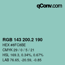 カラーコード: RGB 143 200.2 190 | qconv.com