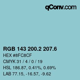 カラーコード: RGB 143 200.2 207.6 | qconv.com