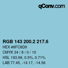 カラーコード: RGB 143 200.2 217.6 | qconv.com