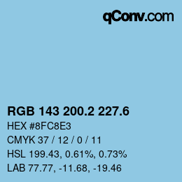 カラーコード: RGB 143 200.2 227.6 | qconv.com