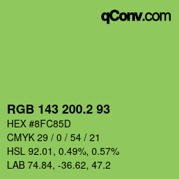 カラーコード: RGB 143 200.2 93 | qconv.com