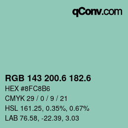 カラーコード: RGB 143 200.6 182.6 | qconv.com
