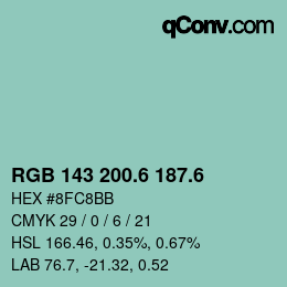カラーコード: RGB 143 200.6 187.6 | qconv.com