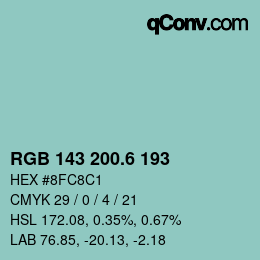 カラーコード: RGB 143 200.6 193 | qconv.com