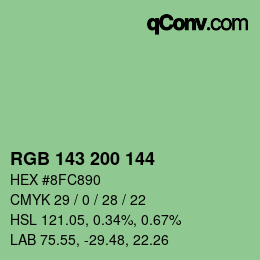 カラーコード: RGB 143 200 144 | qconv.com