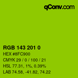 カラーコード: RGB 143 201 0 | qconv.com