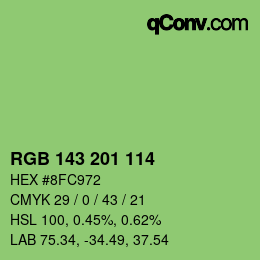 Color code: RGB 143 201 114 | qconv.com