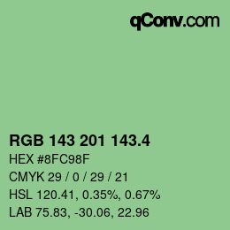 カラーコード: RGB 143 201 143.4 | qconv.com