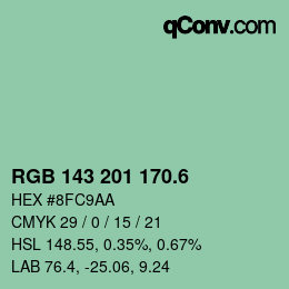 カラーコード: RGB 143 201 170.6 | qconv.com