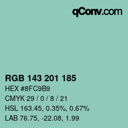 Color code: RGB 143 201 185 | qconv.com