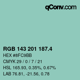 カラーコード: RGB 143 201 187.4 | qconv.com