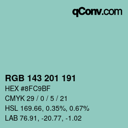 Color code: RGB 143 201 191 | qconv.com