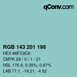 Color code: RGB 143 201 198 | qconv.com