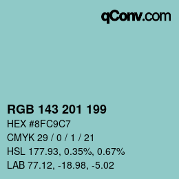 Color code: RGB 143 201 199 | qconv.com