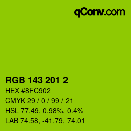 Color code: RGB 143 201 2 | qconv.com