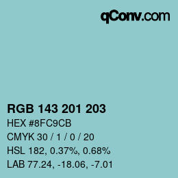 Color code: RGB 143 201 203 | qconv.com