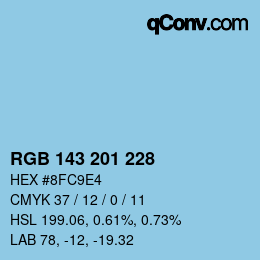 Color code: RGB 143 201 228 | qconv.com