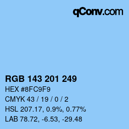 Color code: RGB 143 201 249 | qconv.com