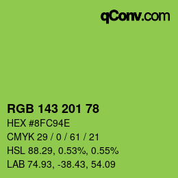 Color code: RGB 143 201 78 | qconv.com