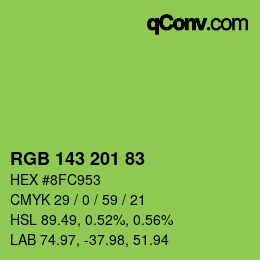 Color code: RGB 143 201 83 | qconv.com