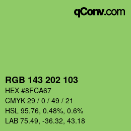 Color code: RGB 143 202 103 | qconv.com