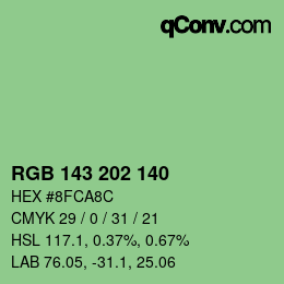 カラーコード: RGB 143 202 140 | qconv.com