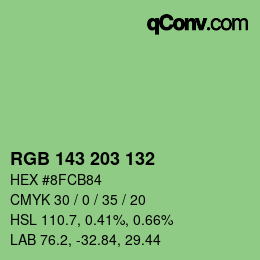 Color code: RGB 143 203 132 | qconv.com