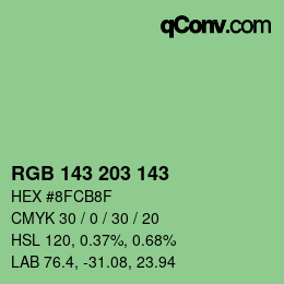 Color code: RGB 143 203 143 | qconv.com